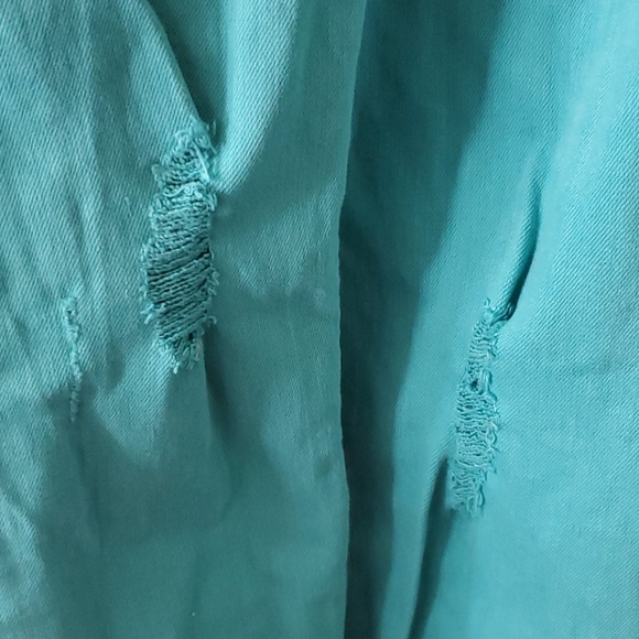 Levi's 524 Too Superlow Turquoise Distressed Jeans - Picture 2 of 6